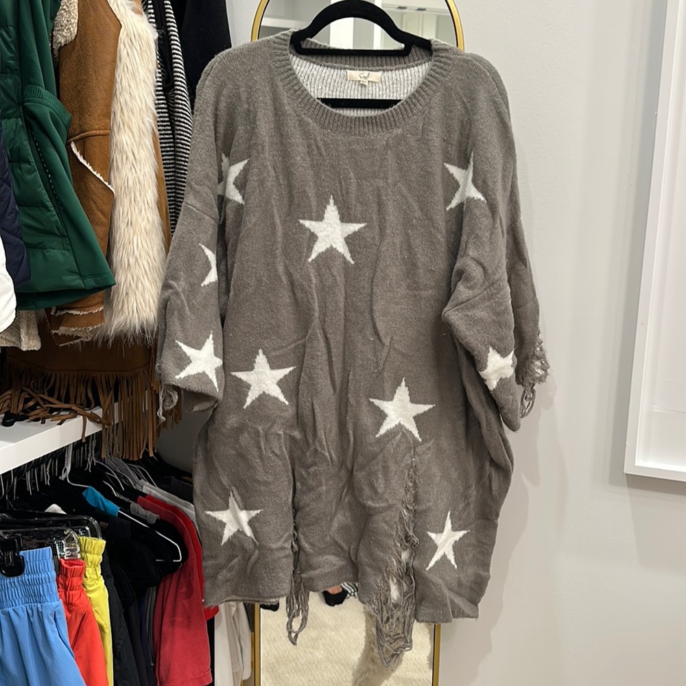 Easel sweater distressed tunic